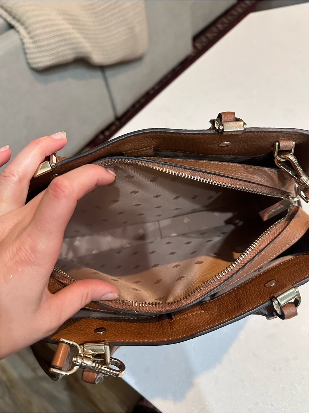 Kate Spade Leila Medium Triple Compartment Satchel crossbody Bag (Warm ginger) - Picture 5 of 9